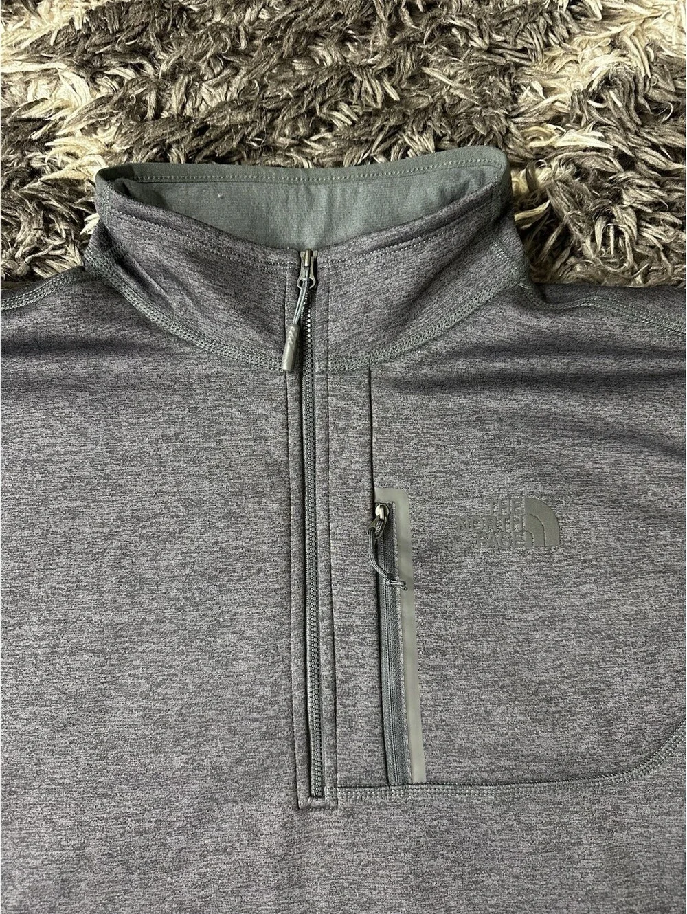 The North Face 1/4 Zip Fleece Pullover Jacket Grey Mens L KB Transportation